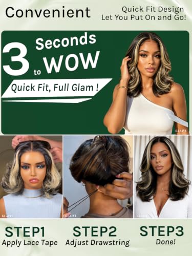 KLAIYI Glueless Ombre Bob Wig - 7x5 Lace Front, 14" Body Wave