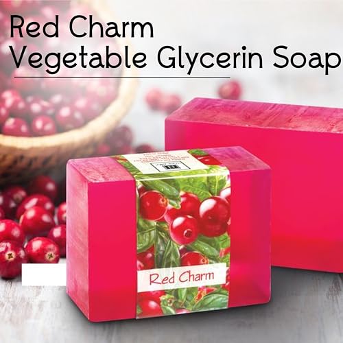 Glycerin Bar Soap Red Charm Scent - Natural, Vegan-Friendly, Hypoallergenic - Moisturizing and Hydrating with 100% Vegetable Glycerin - Sulfate-Free, Paraben-Free, Chemical-Free - 4.5 oz