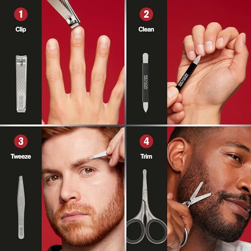 Men's Grooming Kit - 5-Piece Stainless Steel Tools with Travel Case