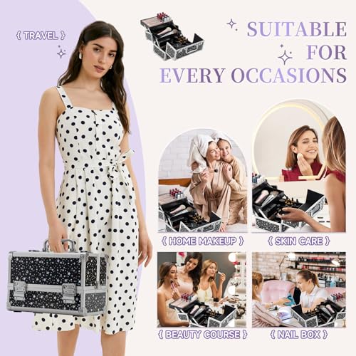 Leeora&Leekoo Makeup Train Case - 2 Trays Organizer Box