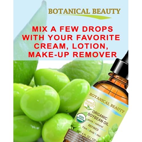 Botanical Beauty Organic SOYBEAN OIL 100% PURE Natural Refined Cold Pressed Carrier Oil for FACE, SKIN, BODY, HAIR, NAILS Skin Moisturizer, Skin Nourishing (1 Fl Oz 30 ml)