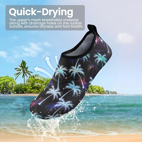 SEEKWAY Water Shoes Women Men Adult Quick-Dry Aqua Socks Barefoot Non Slip for Beach Swim River Pool Lake surf Black Size SK002