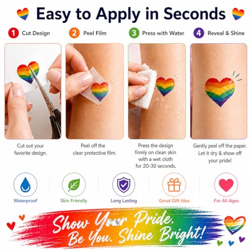 Rainbow Stud Earrings & Tattoo Set - 3 Pairs + 5 Sheets