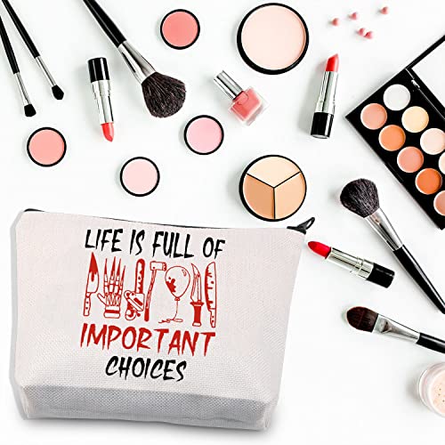 BDPWSS Horror Movie Makeup Bag Horror Movie Characters Gift Life Is Full Of Important Choices Horror Movie Fans Gift (Life Full Of Choices)