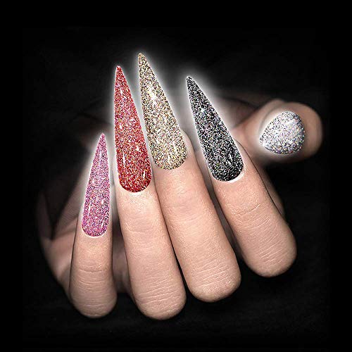 MIZHSE Diamond Gel Nail Polish, Reflective Colorful Glitter Gel Polish Set Reflective Diamond Gel Nail Polish, Sliver Glitter Gel Polish Set