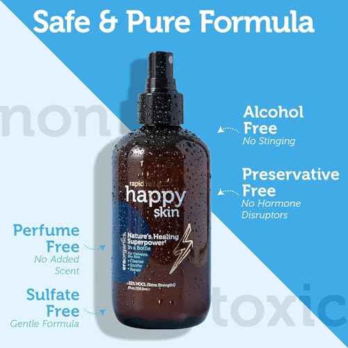 Happy Skin Hypochlorous Acid Spray for Face Travel Size ? Extra Strength Natural Full Body Cleansing Toner for Acne ? Soothe, Hydrate & Repair Dry, Sensitive Skin ? pH Balanced, Non-Toxic 2oz