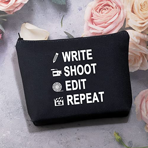 BDPWSS Write Shoot Edit Repeat Filmmaker Film Director Gift Funny Filmmaking Gift For Movie Buff Script Writer Makeup Bag For Women (Write shoot edit bl)