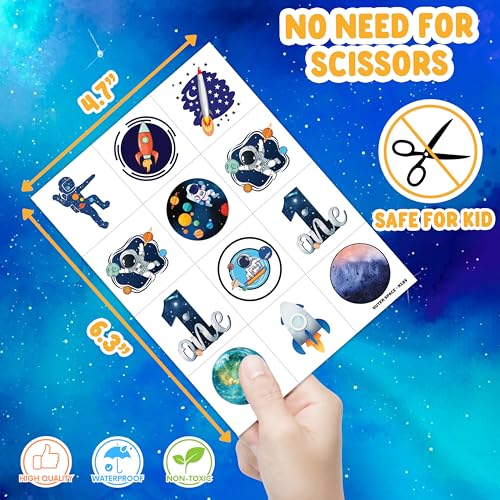 96 Pc Pre-Cut Astronaut Temporary Tattoos for Kids