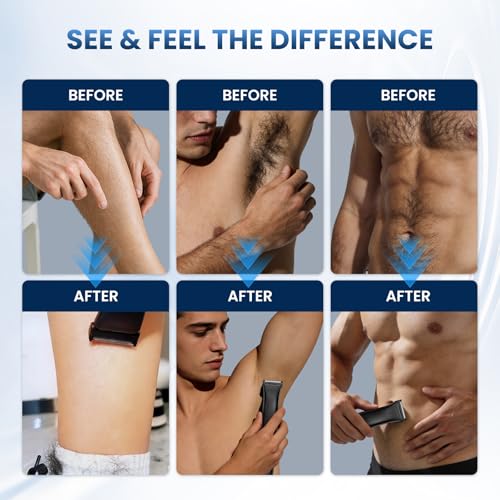 Body Hair Trimmer for Men 3-in-1 Groin, Pubic & Ball Trimmer with Skin Safe No-Nick Blades, IPX6 Waterproof Wet/Dry Electric Shaver for Chest, Underarms, Legs, USB-C Rechargeable Groomer Kit