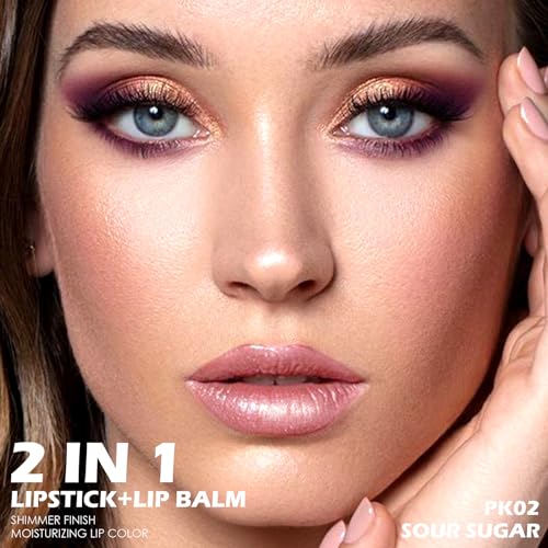 FOCALLURE Moisturizing Shiny Lipstick,Pearl Shimmery Finish,Hydrating Tinted Lip Balm with Creamy Texture,Long Lasting High Pigmented Lip Stain,Sour Sugar