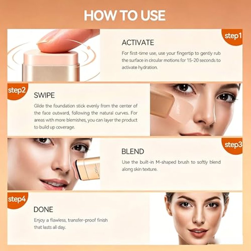 Hanae Korean Foundation Stick with Brush - Full Coverage