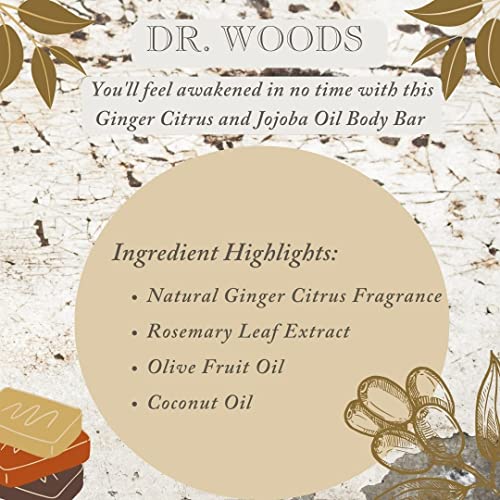 Dr. Woods Moisturizing Ginger Citrus Bar Soap with Jojoba Oil and Organic Shea Butter, 5.25 Ounce (Pack of 1)