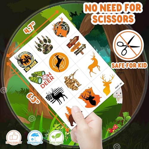 96 PCS Hunting Themed Temporary Tattoos for Kids