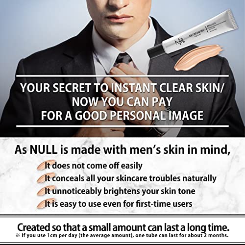 [Matte Finish] NULL mens BB Cream, Mens concealer, Tinted Moisturizer broad spectrum SPF30 PA++, CC cream, Revitalising Nourishing Tone Up Cream, Natural Cover, 0.7oz Made in Japan (Light Ochre)