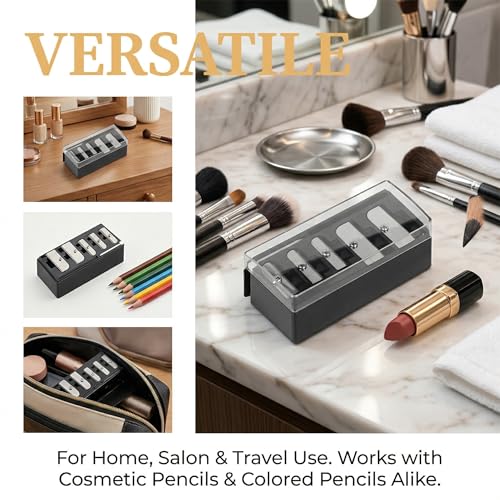 2-Pack 5-Hole Cosmetic Pencil Sharpener with Mess-Free Lid & Pick