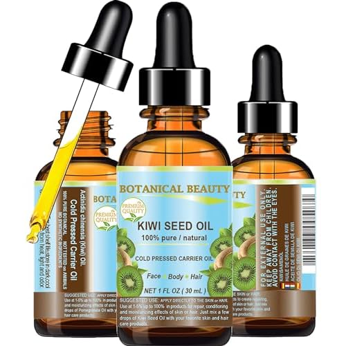 Botanical Beauty KIWI SEED OIL. 100% Pure Natural Undiluted Virgin Cold Pressed Carrier Oil for Face, Skin, Body, Hair, Nail Care (1 Fl Oz)