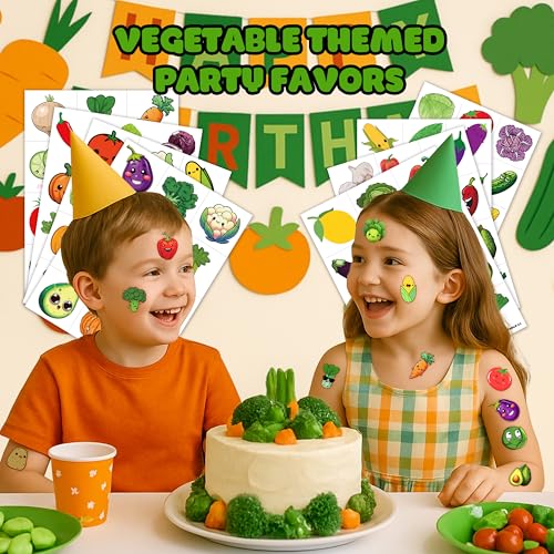 Vegetable Temporary Tattoos for Kids | 96 PCS Party Favors
