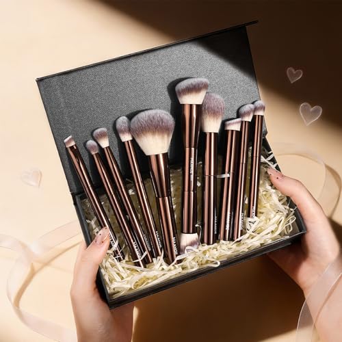 MAANGE 10-Piece Travel Makeup Brush Set with Magnetic Case