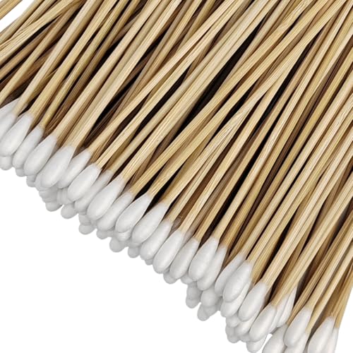 100 Pcs 6-Inch Bamboo Cotton Swabs for Cleaning, Makeup, Pet & Jewelry Care