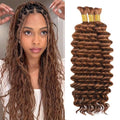 DiexrLamx Brown #30 Deep Water Wave Human Hair Bundles 24 Inch for Braiding, 150g