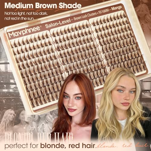 Mavphnee Manga Brown Lash Clusters - Wispy 10-16mm Spiky Eyelash Extensions for DIY Anime Look, Soft CC Curl, 270Pcs