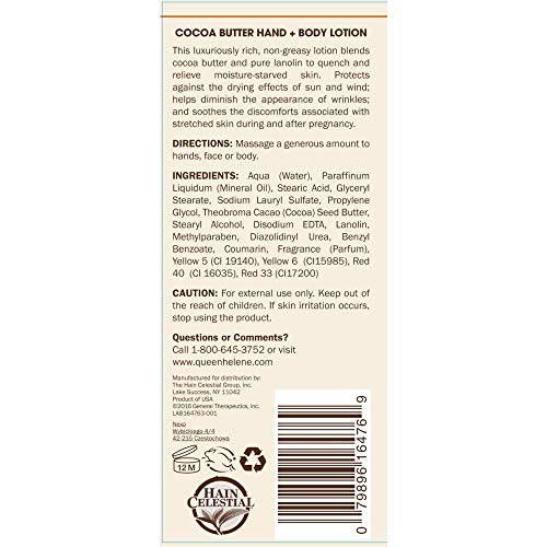 QUEEN HELENE Cocoa Butter Hand & Body Lotion 16 oz (Pack of 6)