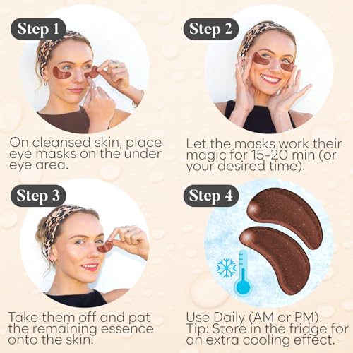 Caffeine Under Eye Patches (30 Pairs) - Dark Circles & Puffiness Care - Hydrating Caffeine Eye Mask