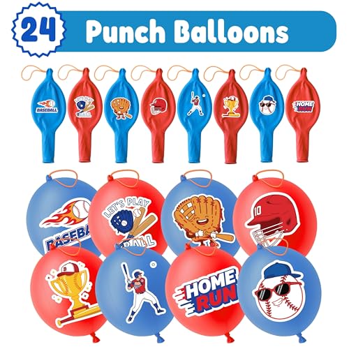 Baseball Party Favors Pack - 72 Pieces with Punch Balloons & Tattoos