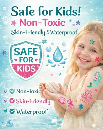 Mermaid Temporary Tattoos for Kids – 106 Ocean Designs, Waterproof