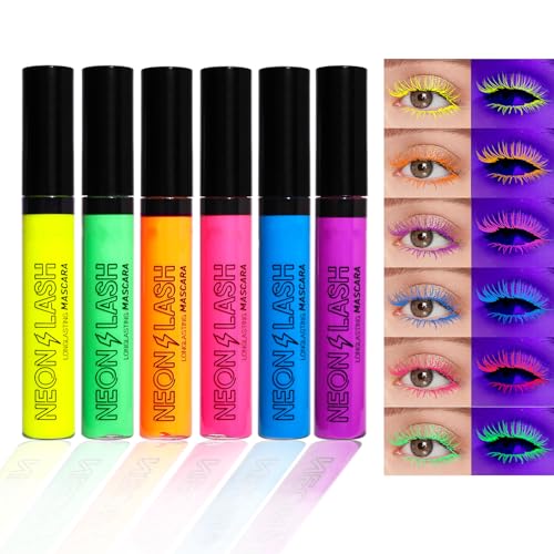6-Color UV Neon Mascara Set – Waterproof & Long-Lasting