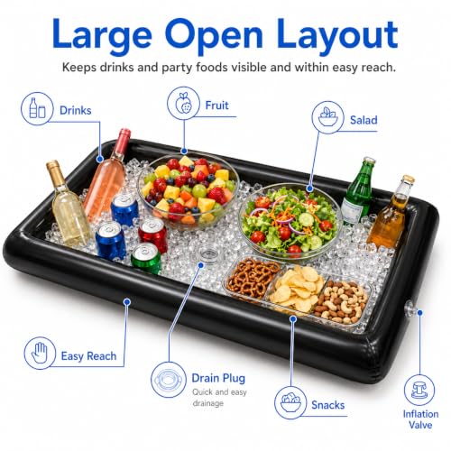 2 Pack Inflatable Serving Bars with Pump & Drain Plug