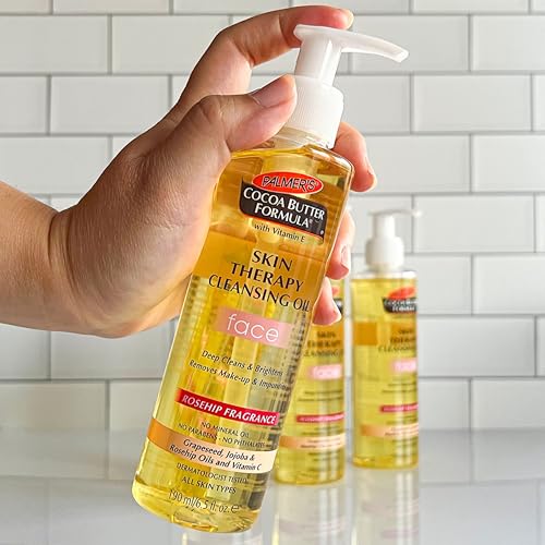 Palmer's Cocoa Butter Formula Skin Therapy Cleansing Oil, Gentle Makeup Remover with Rosehip Oil and Vitamin C, 6.5 Ounce