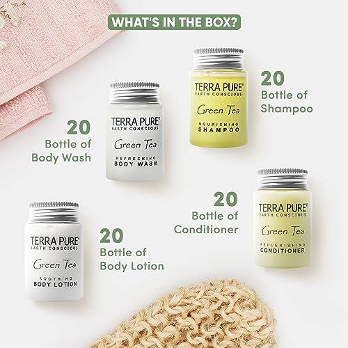 Terra Pure Green Tea Amenities Kit, 80 Pieces Travel Size