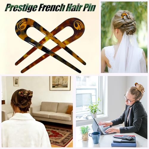 2 PCS Prestige French Hair Pin for Women, Acetate Twist Updos