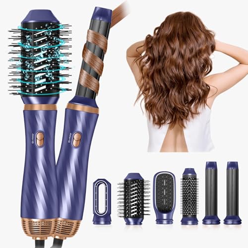 6-in-1 Hair Dryer Brush with Curling Iron & Negative Ion