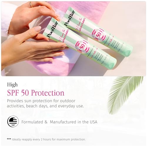 PoolBar SPF 50 Hydrating Mineral Body Sunscreen Cream for Women and Men Skin Care - Coconut Vanilla Scent Sun Care, Vegan and Water Resistant, Broad Spectrum Sunscreen, 130 ml (4.3 Fl. Oz) (Pack of 3)