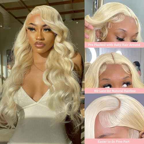 613 Lace Front Wig Human Hair 180 Density 13x4 Body Wave HD Transparent Lace Front Wigs Blonde Wig Glueless Wigs Pre Plucked Pre Cut With Natural Hairline 22 Inch
