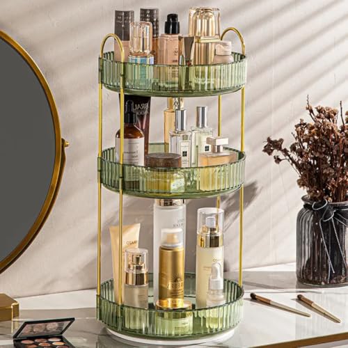 360° Rotating Makeup Organizer - 3 Tier Cosmetic Storage for Vanity