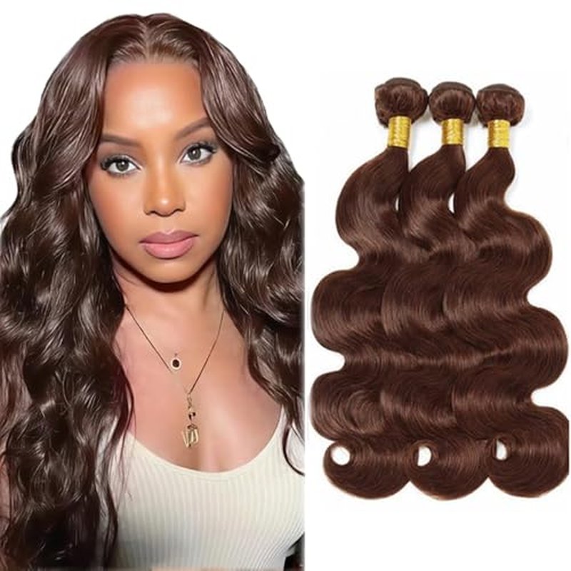 #4 Brown Body Wave Human Hair Bundles 20 22 24 Inch