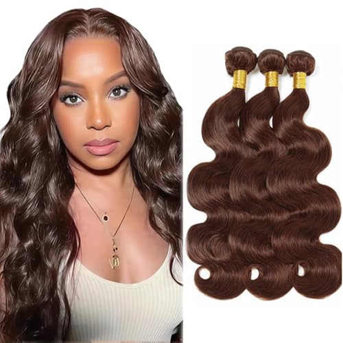 #4 Brown Body Wave Human Hair Bundles - 30 Inch, 3 Pack