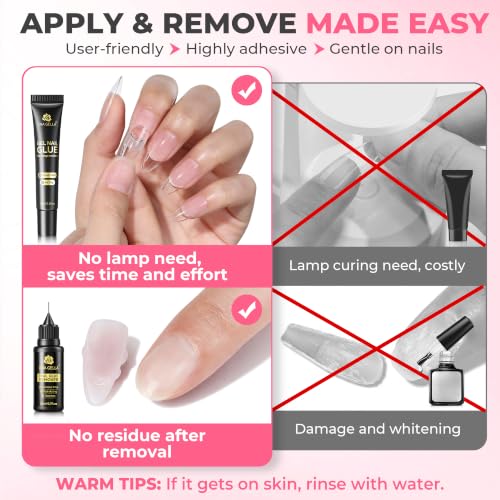 UNA GELLA 15g Nail Glue & 20ml Remover Kit for Press On & Gel Nails - Semi Nail Adhesive & Removal System