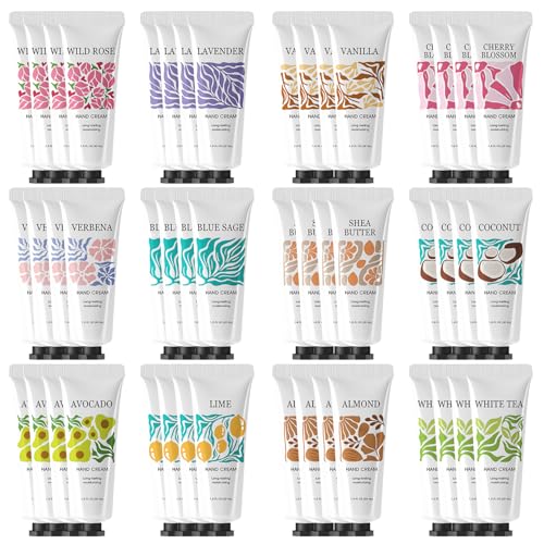 BODY & EARTH 48-Pack Travel Size Hand Cream Bulk Set for Dry Skin