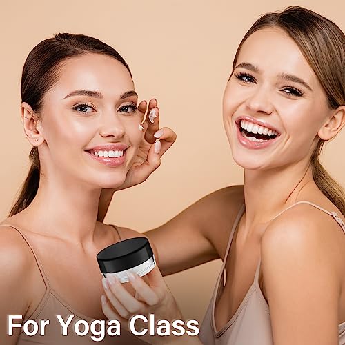 Jinei 500 Pcs 3g Empty Sample Containers with Lids Bulk Small Plastic Sample Jars Round 3ml Tiny Clear Lip Balm Lotion Pot and 50 Pcs Mini Cosmetic Spatula for Make up Powder Oils Paint Creams