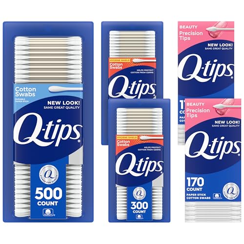 Q-Tips Cotton Swabs, Variety Pack, Original, Hygiene Shield and Precision Tips for Home, First Aid and Beauty Care, Made with 100% Cotton, 1440 Count