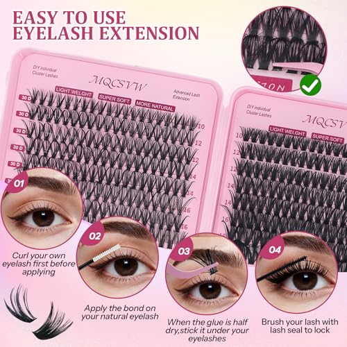 Lash Clusters Kit 640 Pcs Wispy Extensions 9-18mm DIY