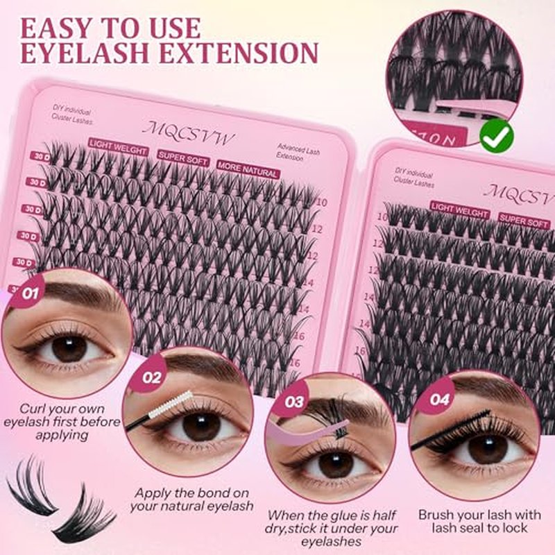 30D 40D Lash Clusters Kit - 640Pcs Natural Wispy Eyelashes