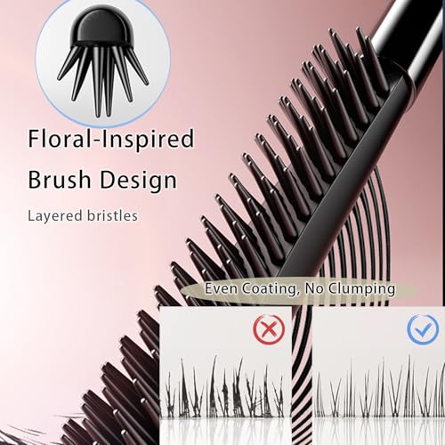 Black Waterproof Mascara with Curved Brush for Lengthening