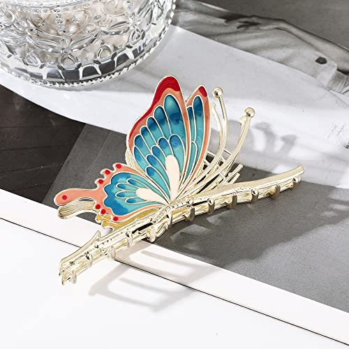 2 Pcs Butterfly Metal Hair Claw Clips Large Hair Claw Nonslip Hair Barrettes Strong Hold Hair Clamps Fashion Hair Accessories for Woman and Girls With Long Thick Thin Curly Hair