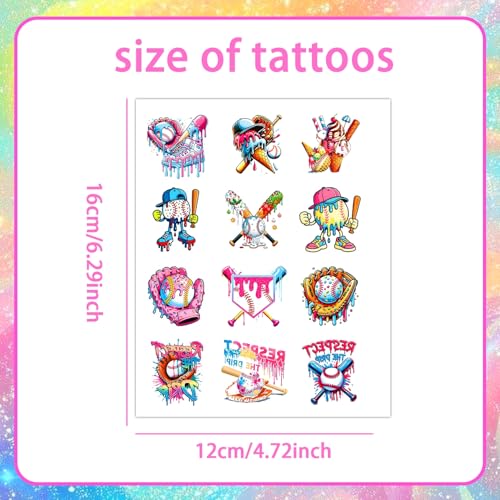 Baseball Ice Cream Drip Temporary Tattoos Stickers