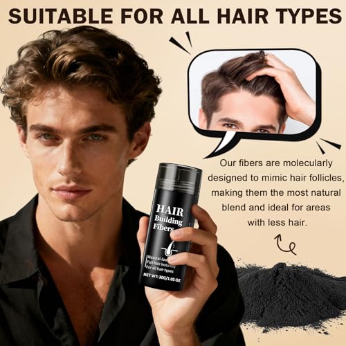 Hair Building Fibers - Black Thickening Powder for Thinning Hair